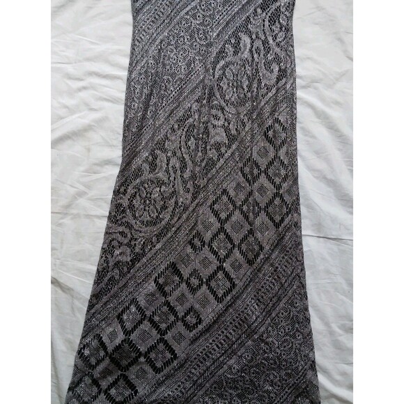 Vintage S.L. Fashions Black Silver Flapper Gothic Maxi Dress Fringe Size 8 - Picture 10 of 10